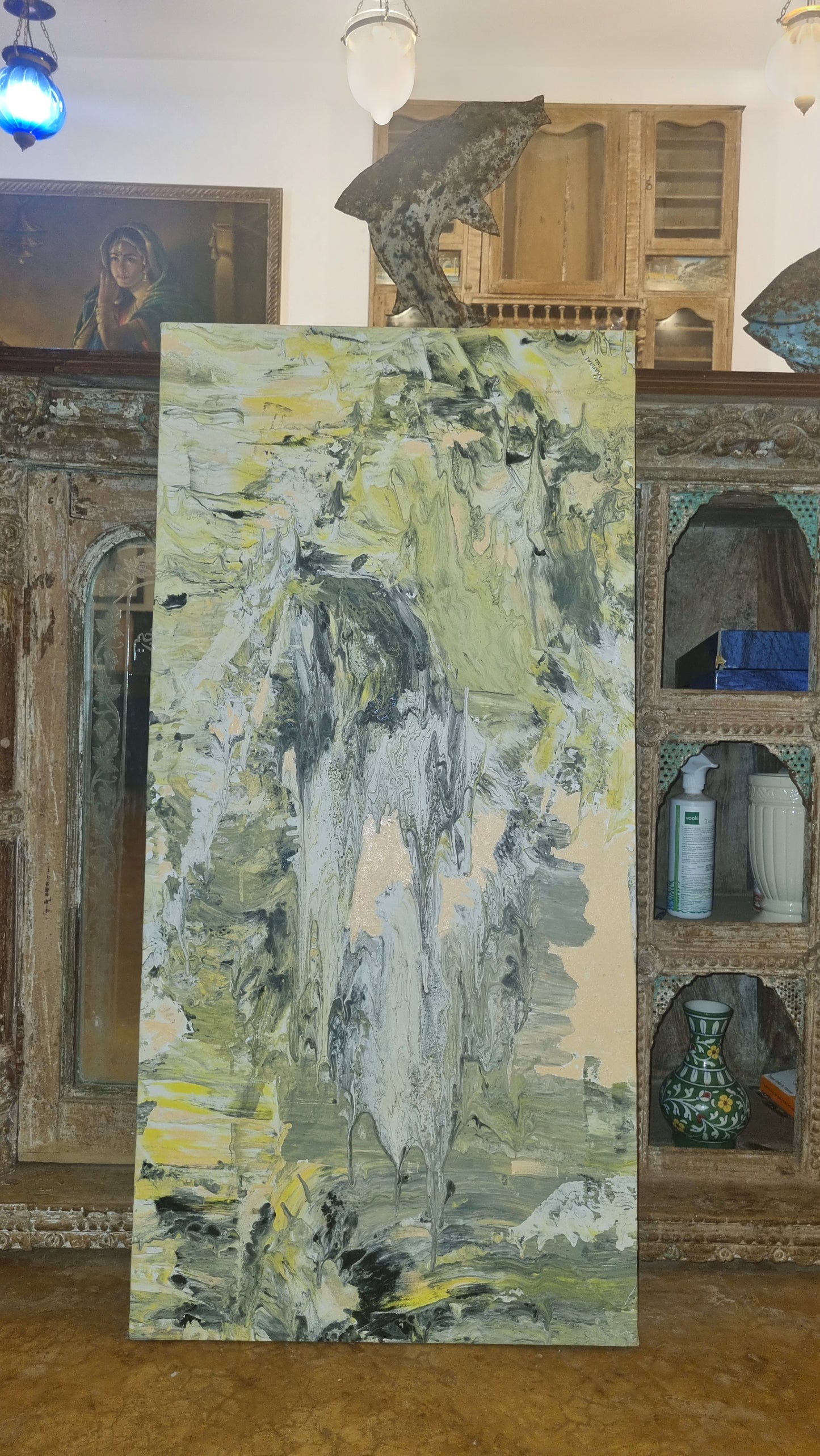 Flow of Abundance - Original Abstract Oil Painting on Mounted Canvas