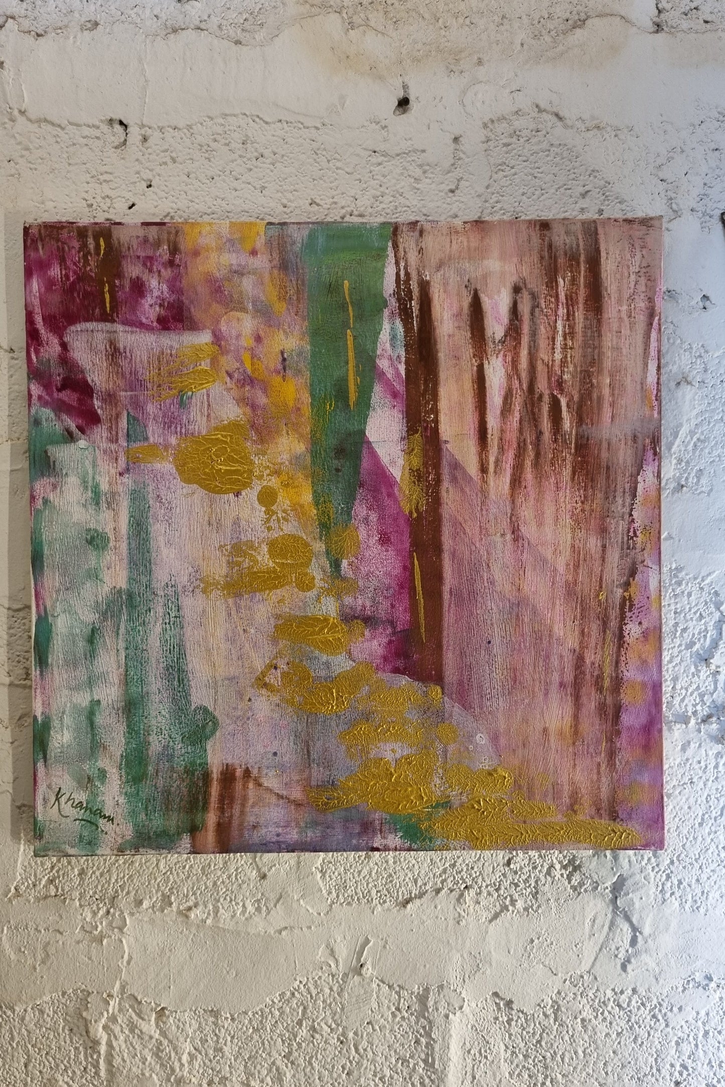 Golden Passage - Original Abstract Acrylic Painting on Mounted Canvas