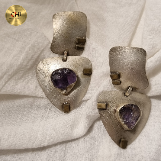 Brass Armour Earrings Hypoallergenic Statement Jewellery