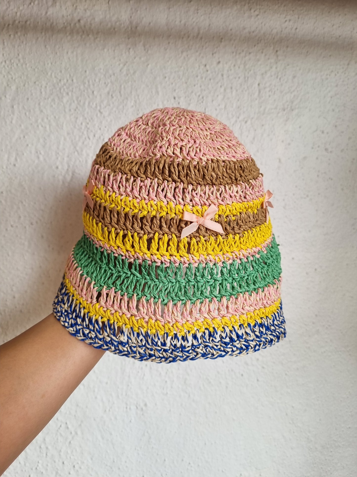 Multicolour Straw Bucket Hat - Vibrant Handwoven Summer Style