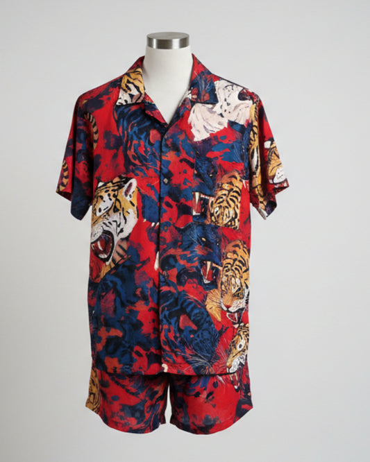 Tiger Italian Polysilk Cord Set - Premium Resortwear
