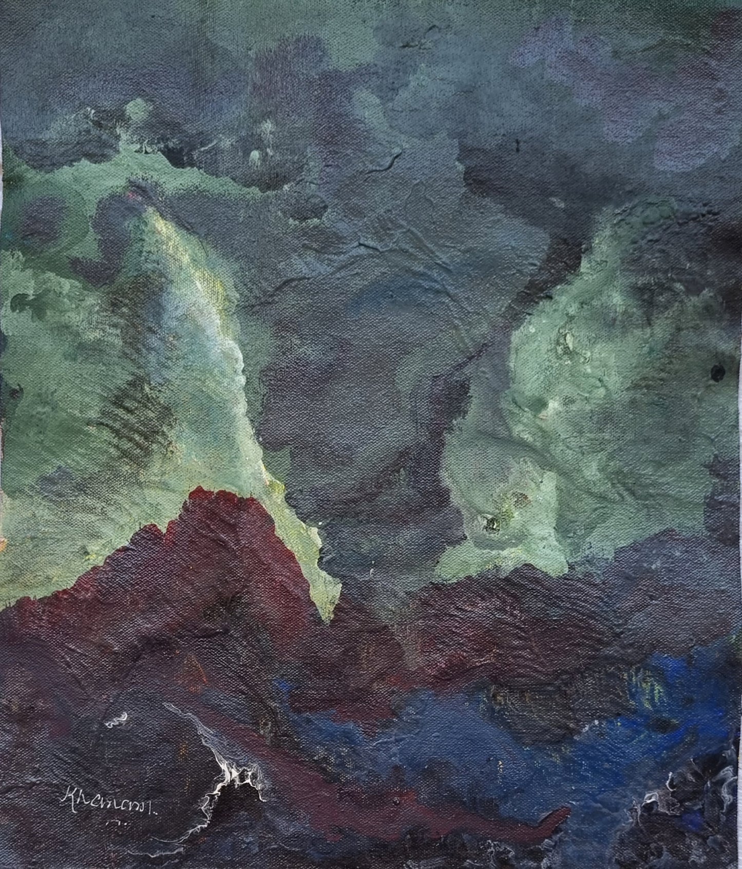 Abstract painting with a variety of colors and textures