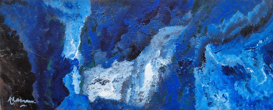 Handcrafted Blue Abstract Canvas Art White 1