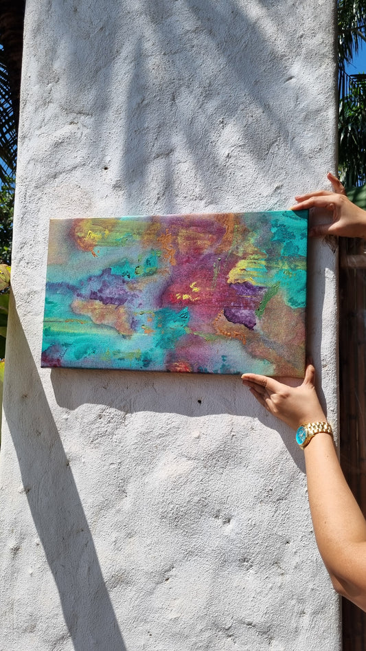 Prism Mist - Set of 2 Original Acrylic Paintings on Canvas, Framed & Signed