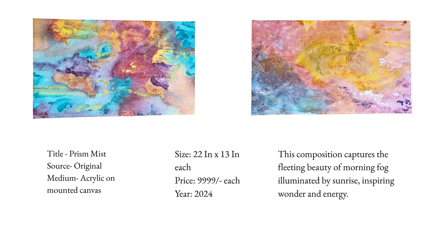 Prism Mist - Set of 2 Original Acrylic Paintings on Canvas, Framed & Signed