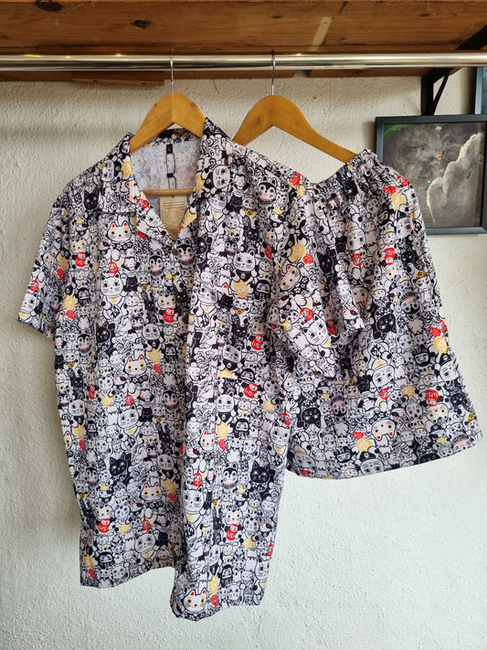 Black Cat Italian Polysilk Cord Set - Premium Resortwear