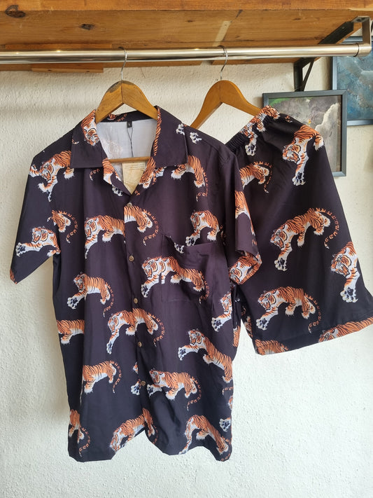 Black Tiger Italian Polysilk Cord Set - Premium Resortwear