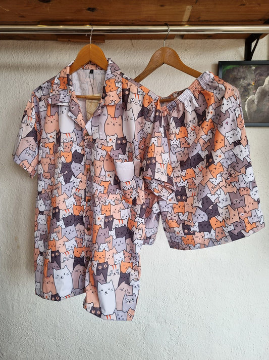 Cat Italian Polysilk Cord Set - Premium Resortwear