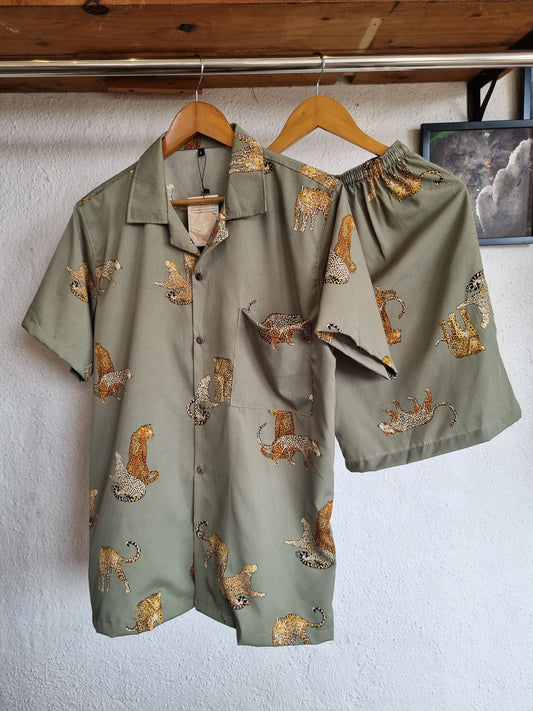 Grey Cheetah Italian Polysilk Cord Set - Premium Resortwear