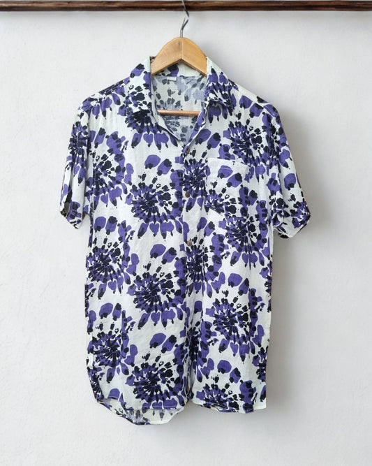 Floral dress with blue flowers on a white background