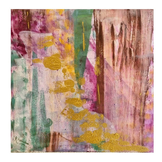 Golden Passage - Original Abstract Acrylic Painting on Mounted Canvas