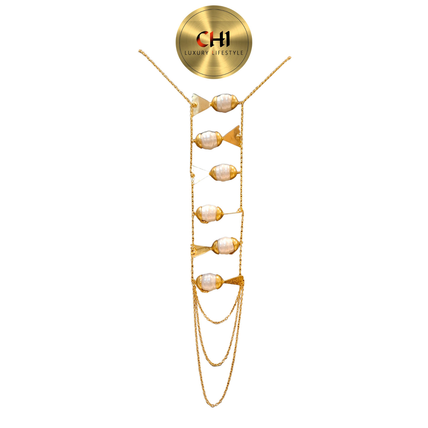 Elegant Gold Pearl Multi-Strand Necklace