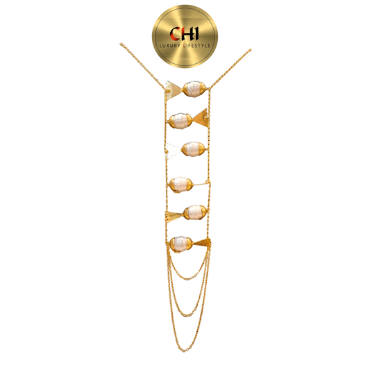 Elegant Gold Pearl Multi-Strand Necklace