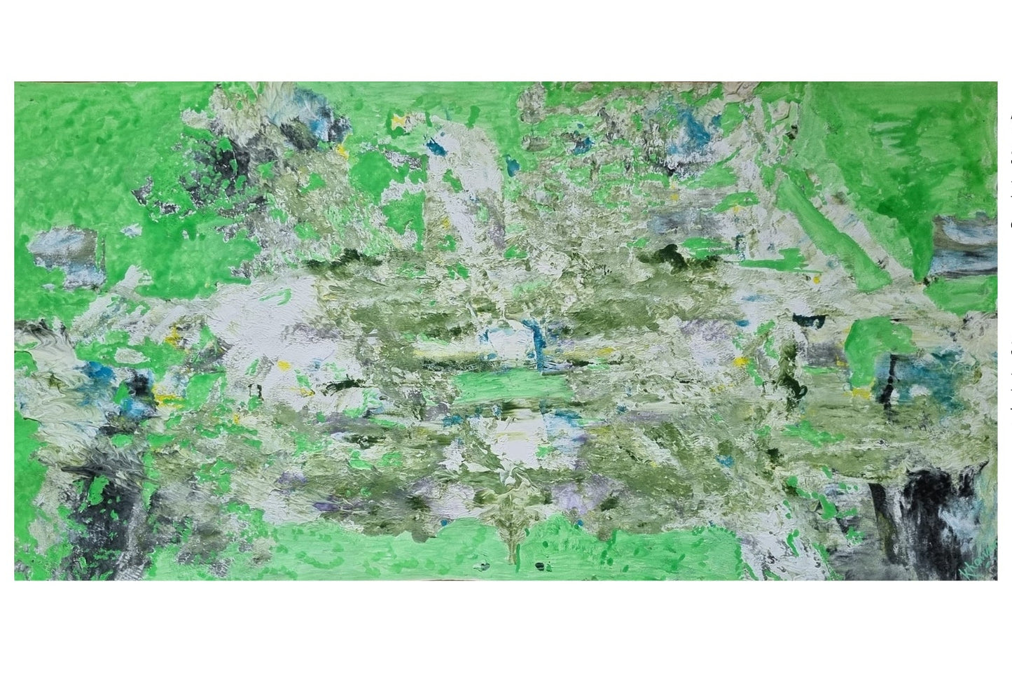 Verdant Mirage - Original Abstract Oil Painting on Mounted Canvas