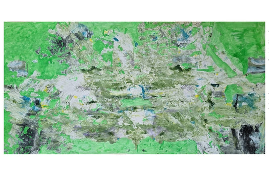 Verdant Mirage - Original Abstract Oil Painting on Mounted Canvas