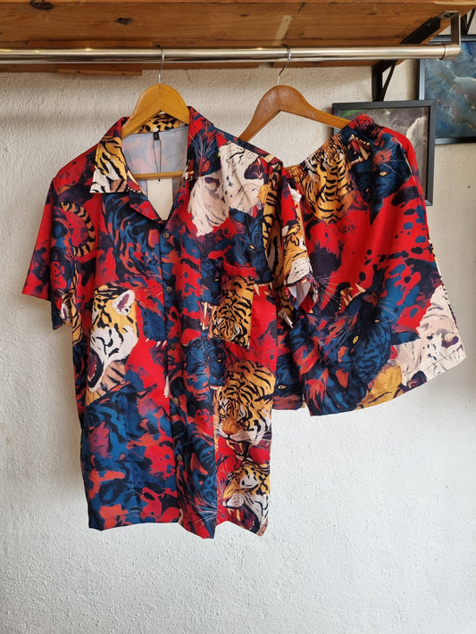 Tiger Italian Polysilk Cord Set - Premium Resortwear