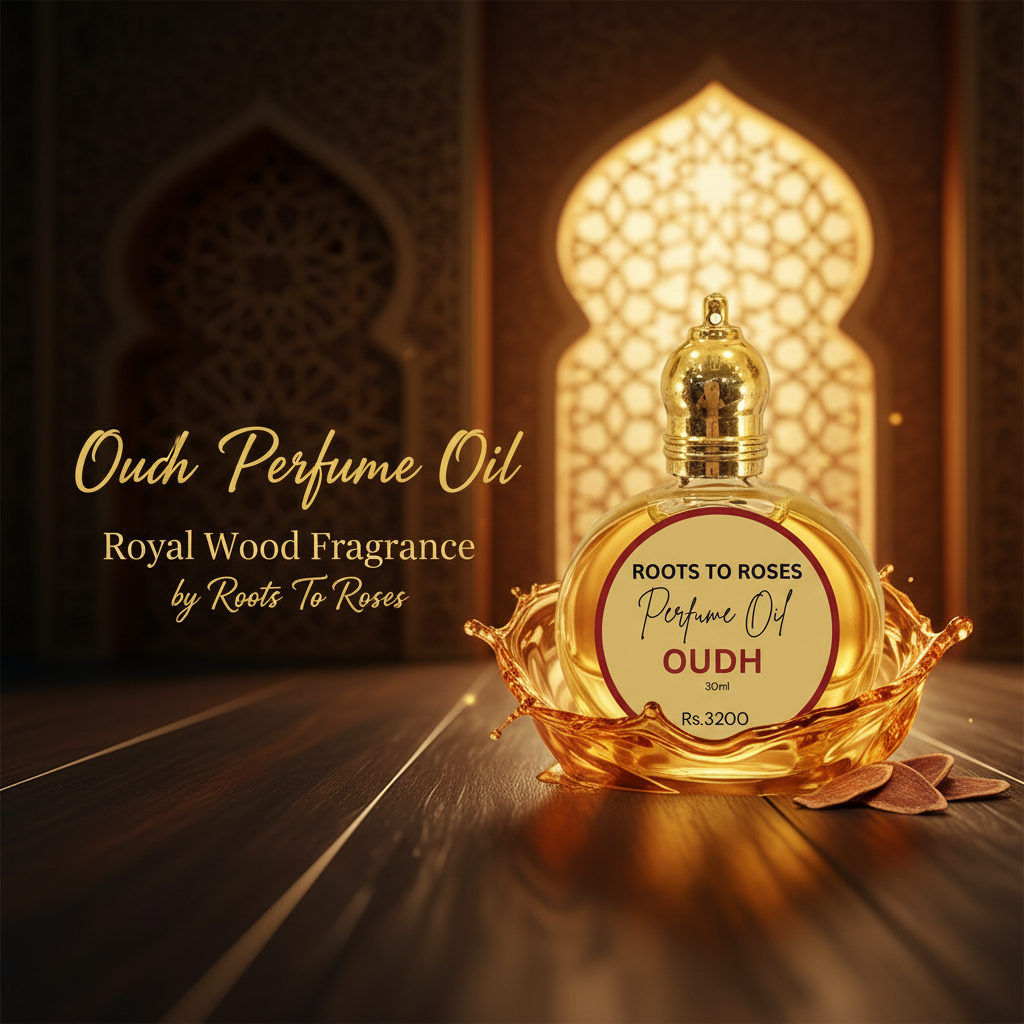 Oudh Perfume Oil - Royal Wood Fragrance by Roots To Roses banner